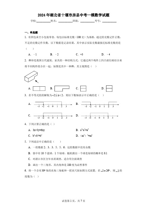 2024年湖北省十堰市房县中考一模数学试题