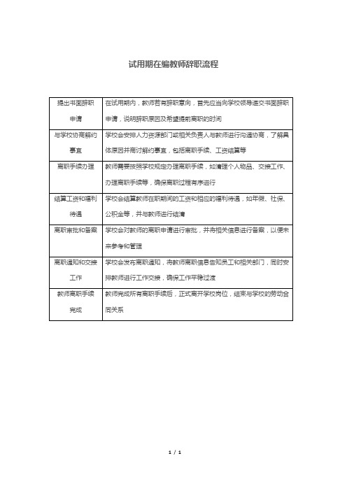 试用期在编教师辞职流程