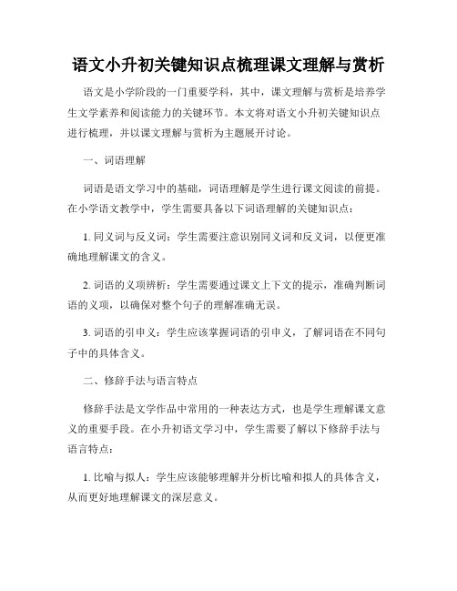 语文小升初关键知识点梳理课文理解与赏析