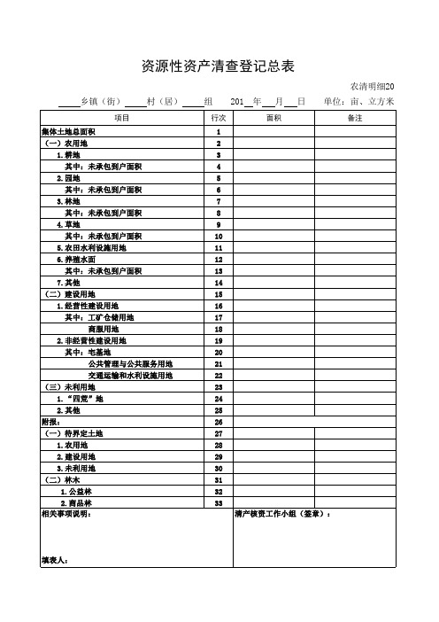 农村集体资产清产核资汇总表