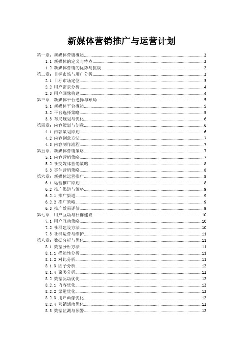 新媒体营销推广与运营计划