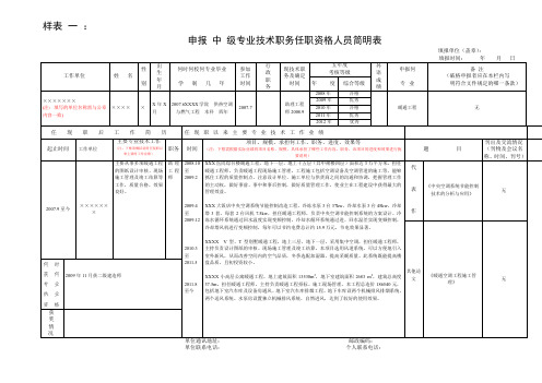 申报 中 级专业技术职务任职资格人员简明表.doc