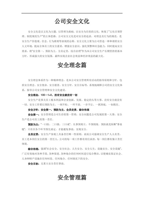 安全文化理念精髓