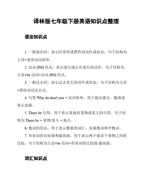 译林版七年级下册英语知识点整理