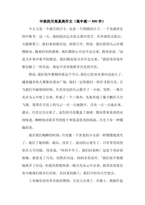 中秋的月亮真美作文(高中高一800字).doc