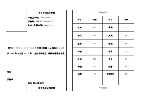 初中9年级2,3班毕业证书存根