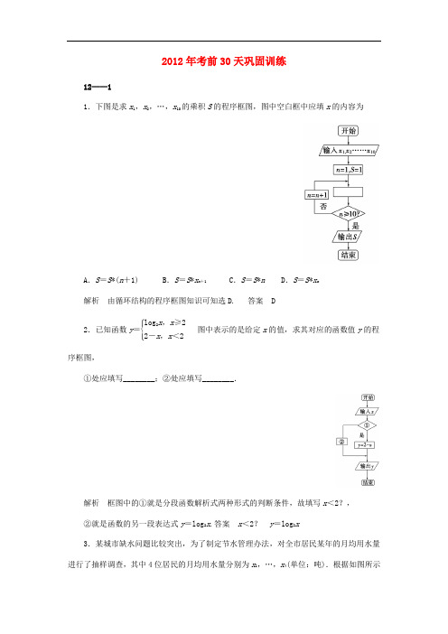 高考数学 考前30天巩固训练 第28天 理 新课标