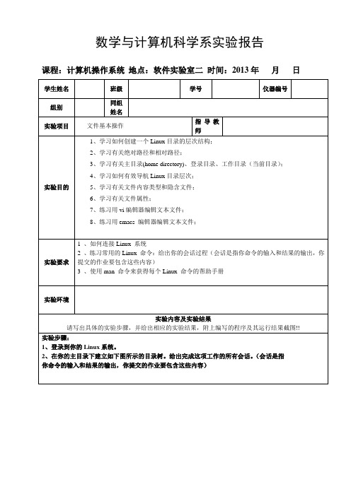 计算机操作系统实验报告(文件基本操作)