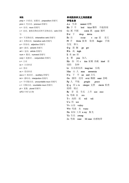 英语词性表汇总