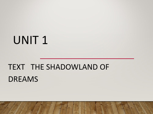 unit 1- the shadowland of dreams分析