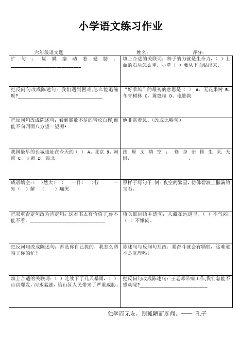 小学六年级语文拓展训练II (49)