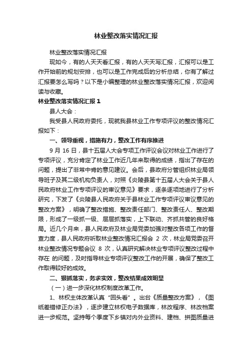 林业整改落实情况汇报