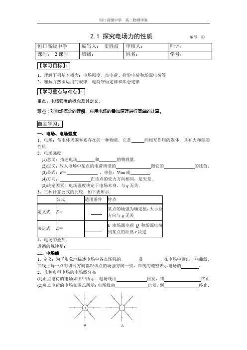 2.1探究电场力的性质学案