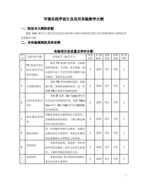 可视化程序设计及应用教学大纲