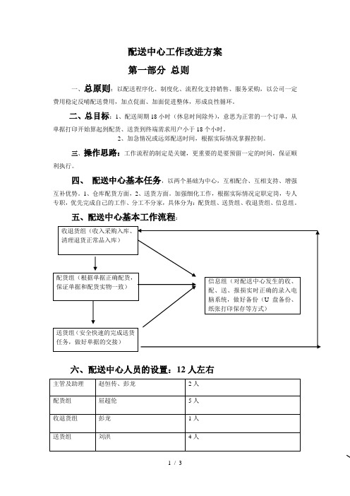 配送中心工作改进方案