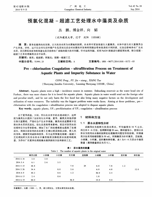 预氯化混凝-超滤工艺处理水中藻类及杂质