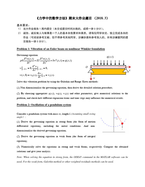 力学中的数学方法期末大作业(试题)2017