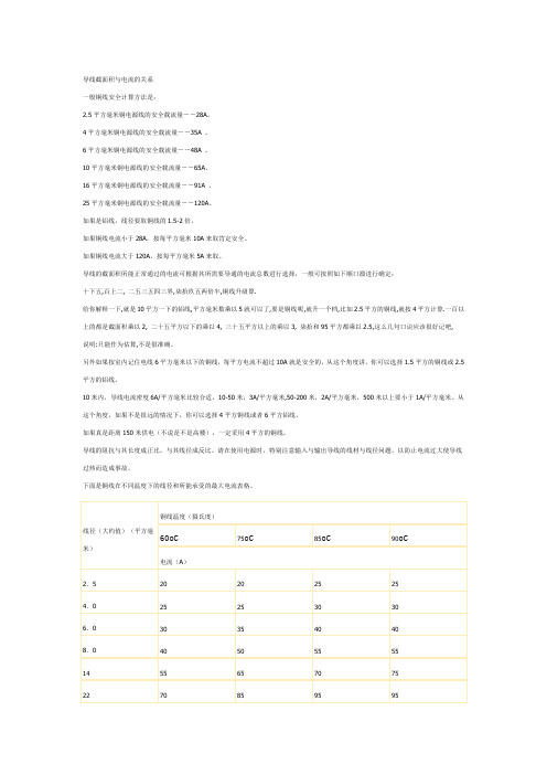 铜线大小与电流的关系