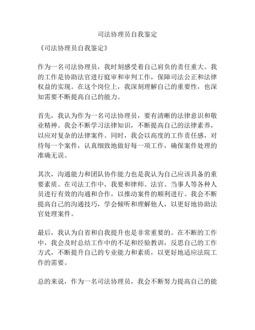 司法协理员自我鉴定