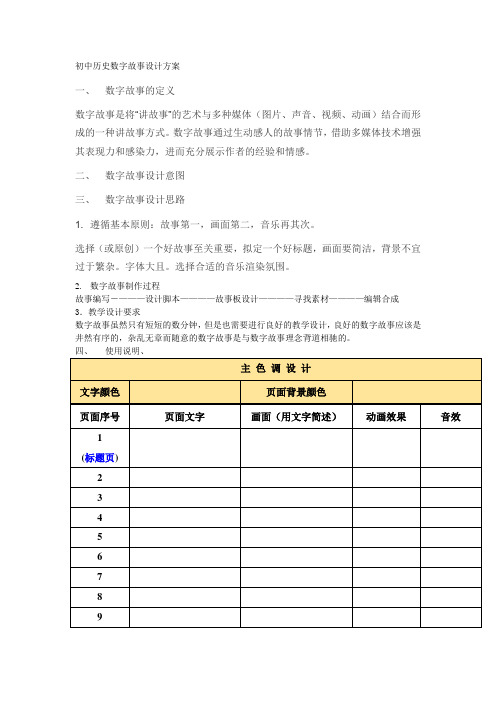 初中历史数字故事设计方案