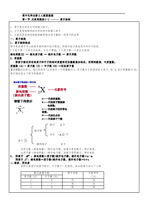 2019年人版高中化学必修二教(学)案(全册)