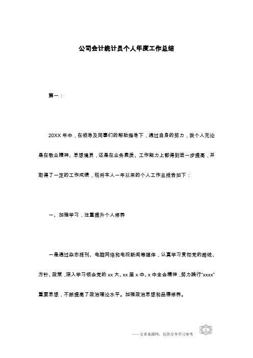 公司会计统计员个人年度工作总结