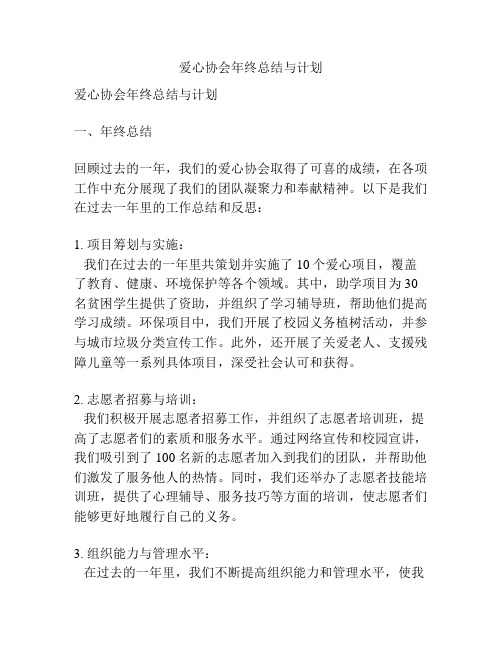 爱心协会年终总结与计划