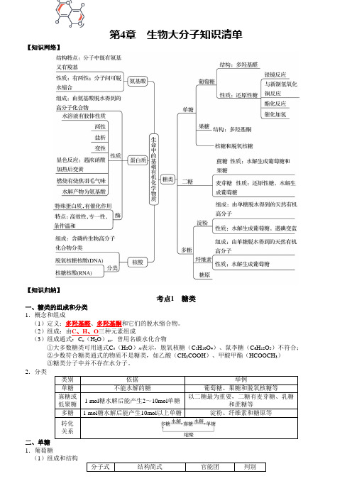 第4章 生物大分子-【知识清单】2022-2023学年高二化学单元复习知识清单(人教版2019选择性