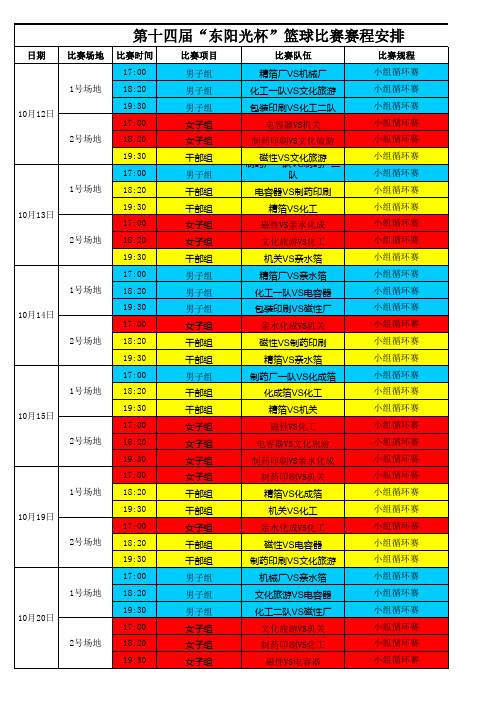 2015篮球比赛赛程表