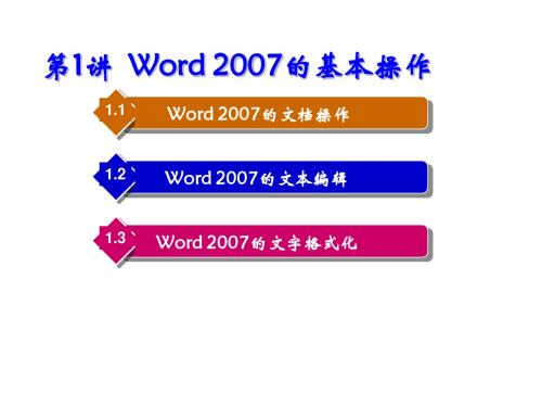 Office 2007中文版实用教程第1讲 Word 2007的基本操作