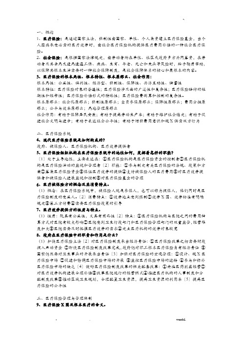 医疗保险学知识点整合