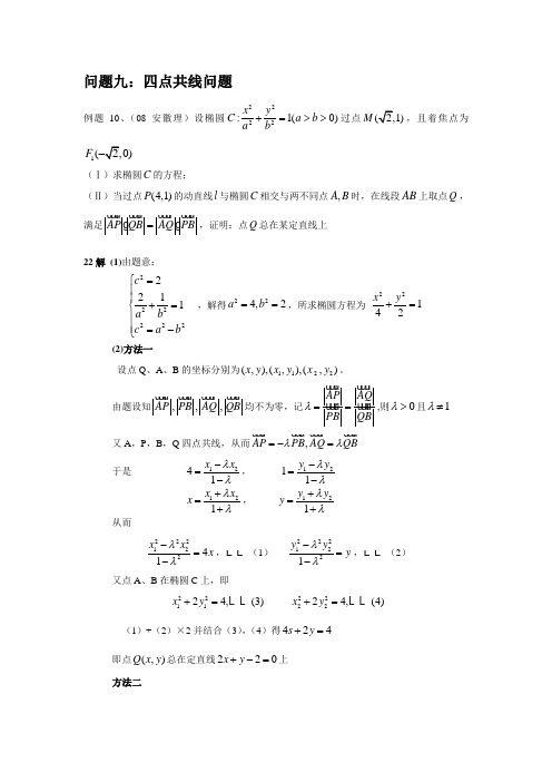 高考圆锥曲线题型之四点共线问题