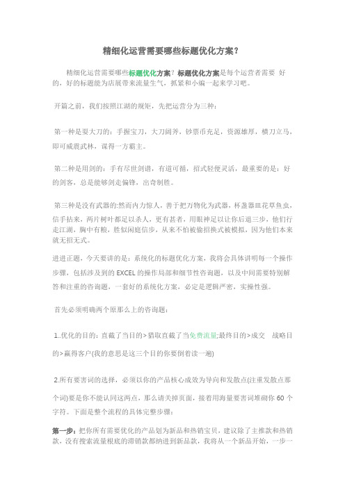 精细化运营需要哪些标题优化方案