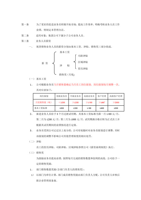 国内业务人员薪资考核管理办法