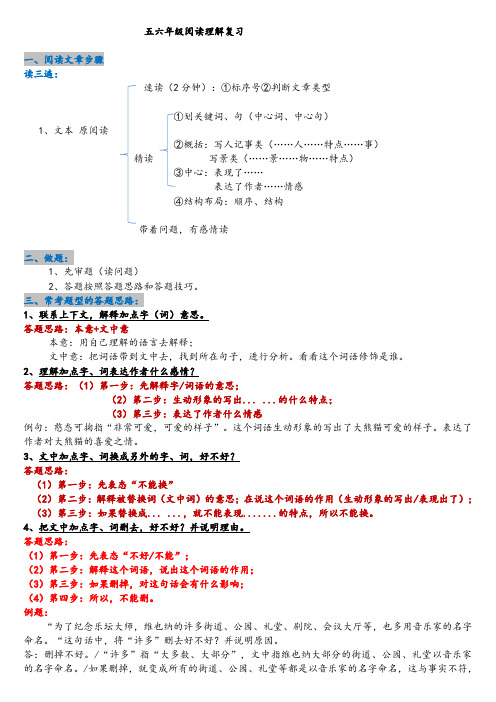 五六年级阅读理解答题思路整理