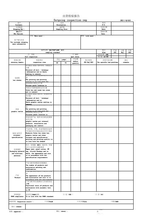 中英文对照版出货检验报告