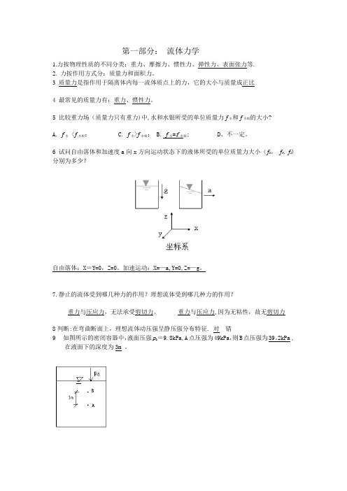 流体力学及流体机械复习习题及答案