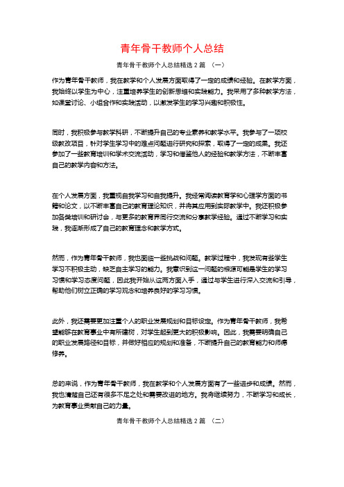 青年骨干教师个人总结2篇