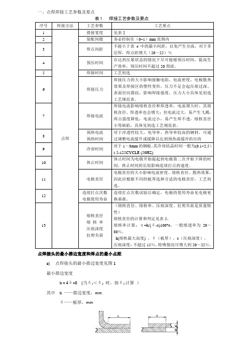 焊装车间电阻点焊必备资料