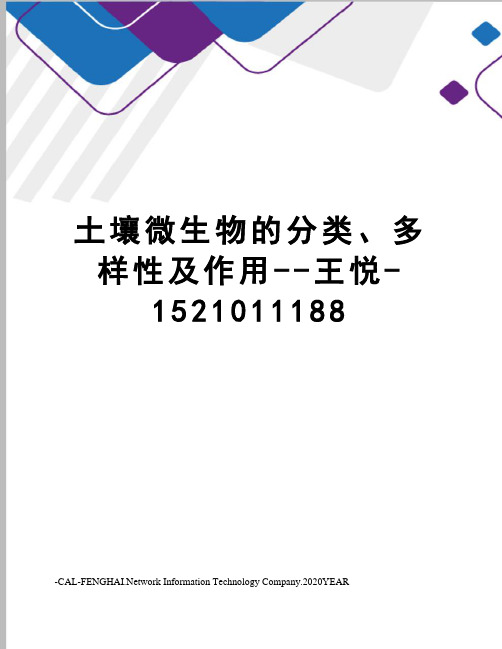 土壤微生物的分类、多样性及作用--王悦-1521011188