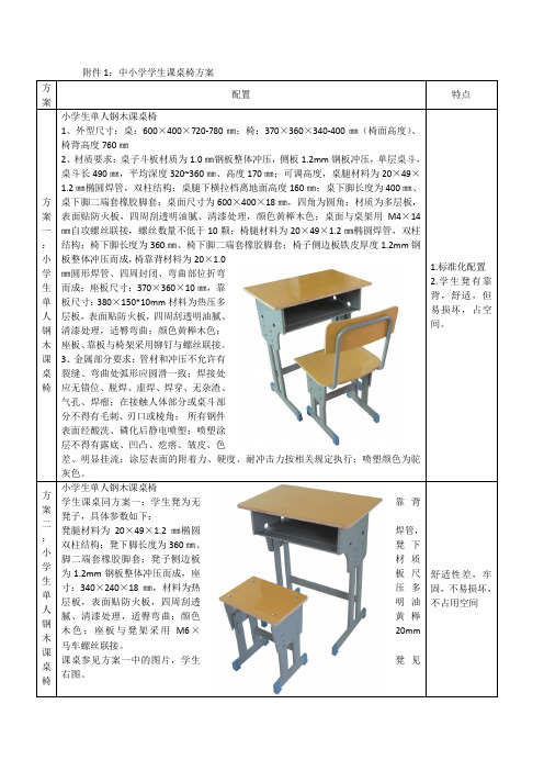 中小学学生课桌椅方案