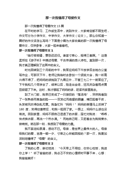 那一次我懂得了母爱作文