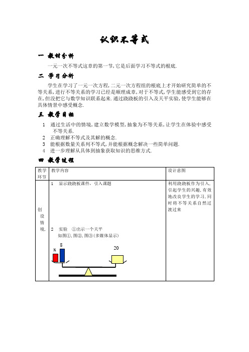 《认识不等式》教案 (同课异构)2022年华师大版 (2)