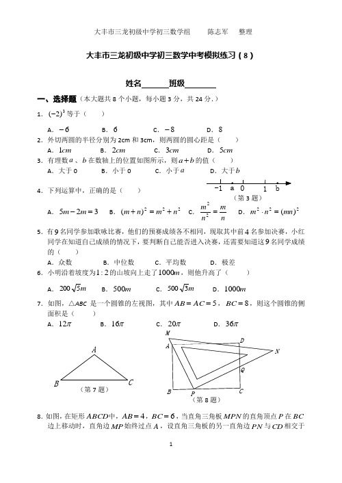 2012中考模拟练习8