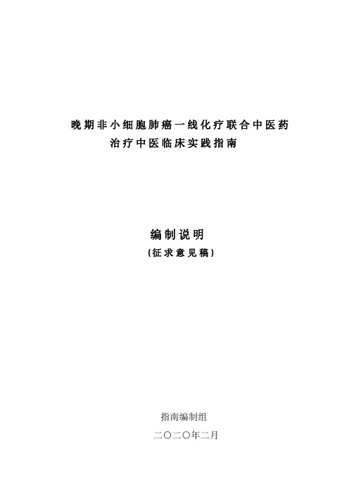 晚期非小细胞肺癌一线化疗联合中医药治疗中医临床实践指南 编制说明