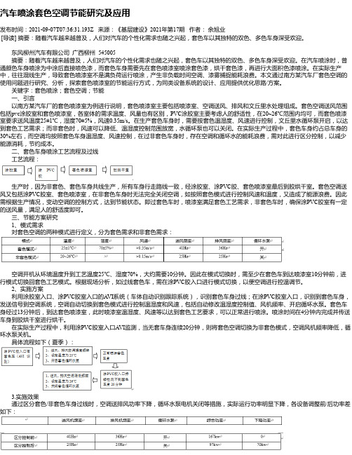 汽车喷涂套色空调节能研究及应用