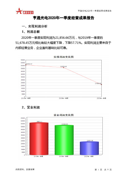 亨通光电2020年一季度经营成果报告