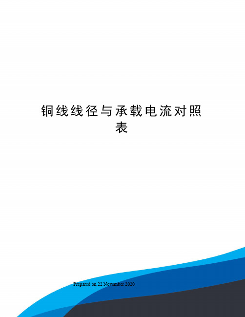 铜线线径与承载电流对照表