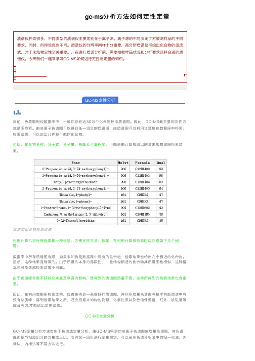 gc-ms分析方法如何定性定量