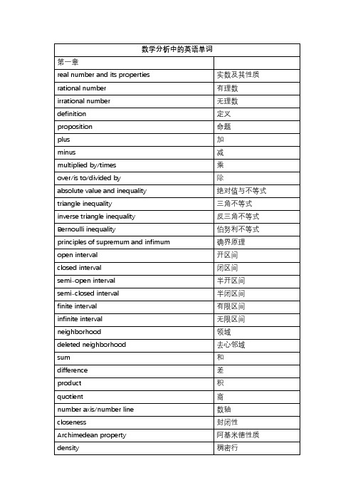 数学分析英文词汇